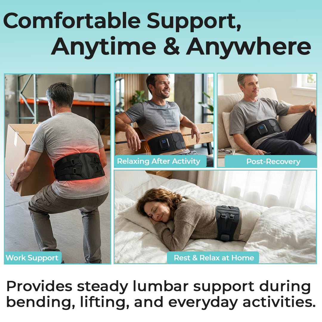 Heated Rechargeable & Cordless Lower Back Brace With Vibration – Lumbowrap
