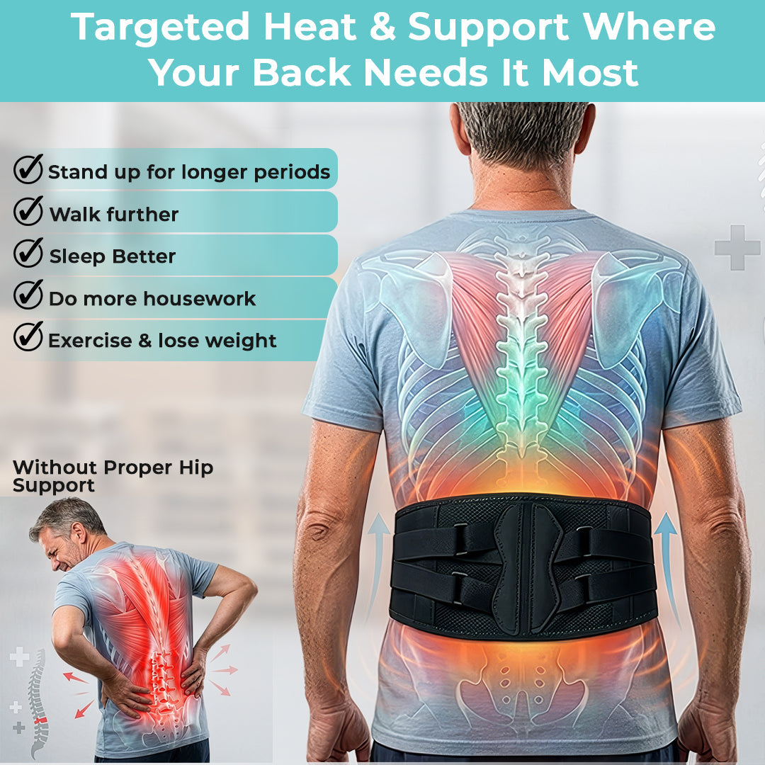 Heated Rechargeable & Cordless Lower Back Brace With Vibration – Lumbowrap