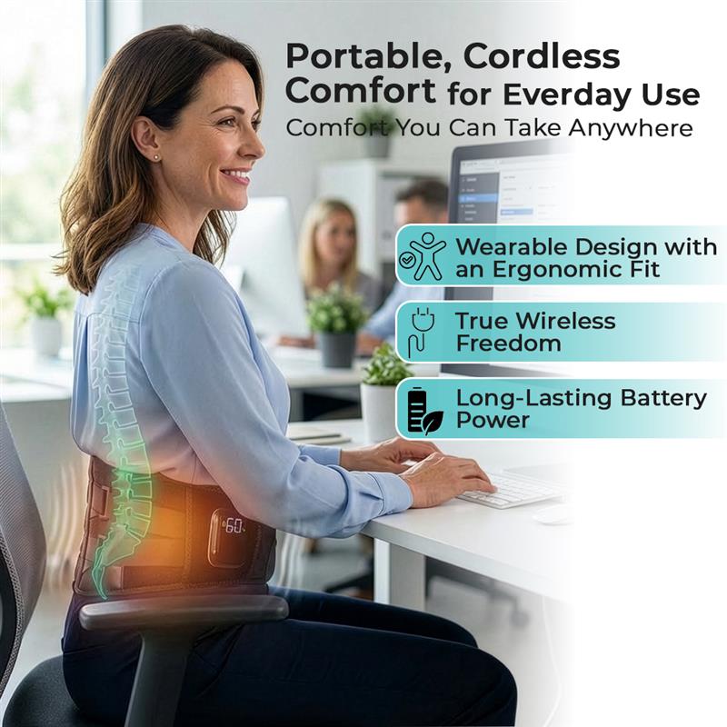 Heated Rechargeable & Cordless Lower Back Brace With Vibration – Lumbowrap