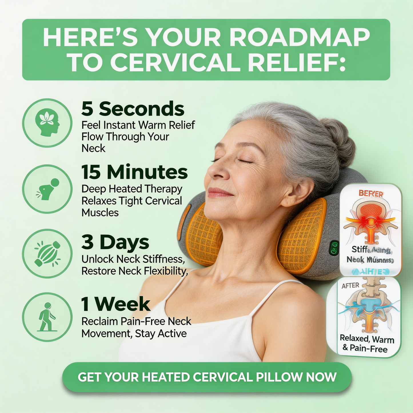 The Original 3 in 1 Electric Cervical Pillow With Spinal Heat Pulse Therapy